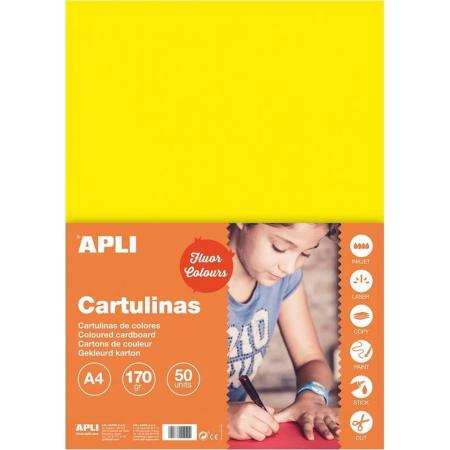 APLI Fluor geel Karton A4 170 g/m² - 50 vel