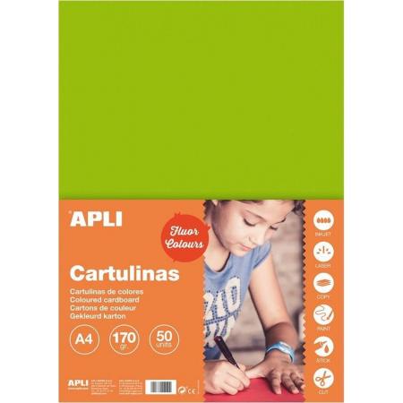 APLI Fluor groen Karton A4 170 g/m² - 50 vel