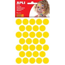   Stickers cirkels, geel, diameter: 20 mm, 180 stuks