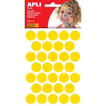 Apli Stickers cirkels, geel, diameter: 20 mm, 180 stuks