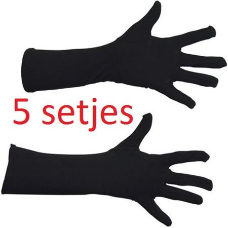 5 setjes zwarte pieten handschoenen maat M