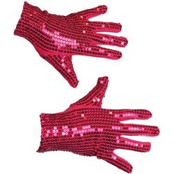 Handschoenen roze pailletten