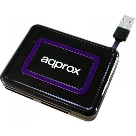 Approx appCRDNIB geheugenkaartlezer Zwart, Paars USB 2.0
