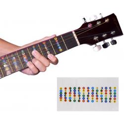 Gitaar fretboard stickers – Guitar Chords - Gitaarakkoorden sticker - Gekleurde fret stickers voor het leren spelen van gitaar – 12 stickers Doorzichtig