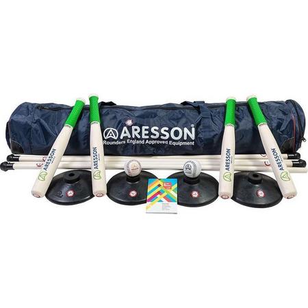 Aresson Rounders Set School Leer/hout Blank/groen 16-delig