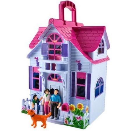 Ariko Poppenhuis Uitklapbaar - Opvouwbaar huis voor poppen - Moderne Uitstraling Barbiehuis - Inclusief Meubeltjes - Poppenhuis met Kamer Meubels - Draagbaar Poppenhuis