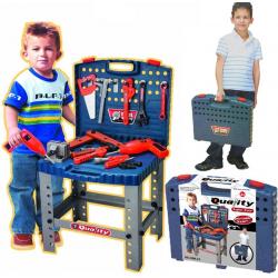Ariko XL Werkbank voor kinderen – speelgoed – met werkende boormachine - in handige meeneem koffer - met accessoires - 67 delig - 70cm hoog - Inclusief 2 x Philips AA batterijen