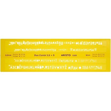 Aristo AR5305 Letter/cijfer/symboolstencil Transparant, Geel Kunststof