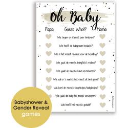BSG410 - Babygames babyshower en Gender Reveal - Guess Who - Oh Baby - Mama of papa? - Babyshower spelletjes - Gender reveal spelletjes - babyspelletjes - 20 stuks