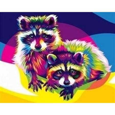 Artventura schilderen op nummer – Regenboog Wasberen  – 40 x 50 cm