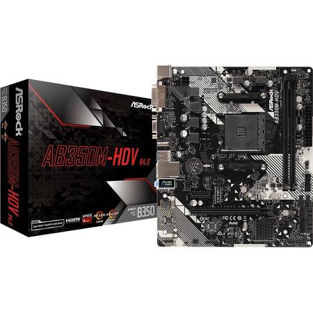 Asrock AB350M-HDV R4.0 moederbord Socket AM4 Micro ATX AMD Promontory B350