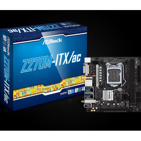 Asrock Z270M-ITX/ac Intel Z270 LGA 1151 (Socket H4) Mini ITX moederbord
