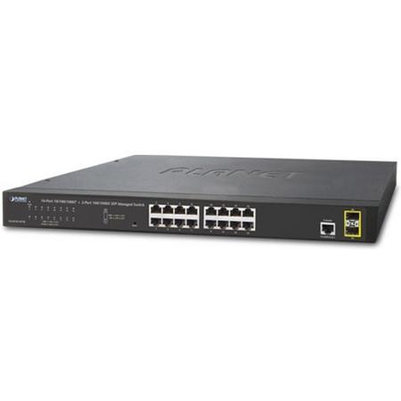 Planet GS-4210-16T2S Beheerde netwerkswitch L2 Gigabit Ethernet (10/100/1000) 1U Zwart netwerk-switch