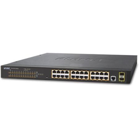 Planet GS-4210-24P2S Managed network switch L2 Gigabit Ethernet (10/100/1000) Power over Ethernet (PoE) 1U Zwart netwerk-switch