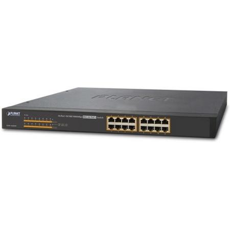Planet GSW-1600HP Onbeheerde netwerkswitch L2 Gigabit Ethernet (10/100/1000) Power over Ethernet (PoE) 1U Zwart netwerk-switch