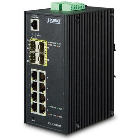 Planet IGS-12040MT Beheerde netwerkswitch Gigabit Ethernet (10/100/1000) Zwart netwerk-switch