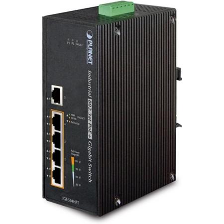 Planet IGS-504HPT Onbeheerde netwerkswitch L2 Gigabit Ethernet (10/100/1000) Power over Ethernet (PoE) Zwart netwerk-switch