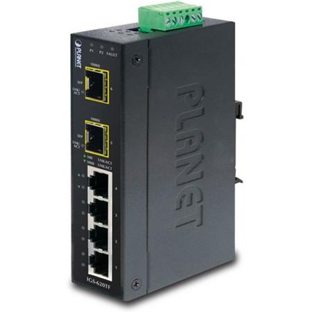 Planet IGS-620TF Onbeheerde netwerkswitch Gigabit Ethernet (10/100/1000) Zwart netwerk-switch