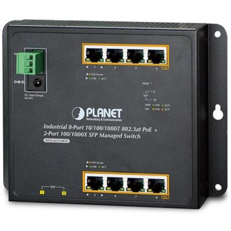Planet WGS-4215-8P2S Managed L2 Gigabit Ethernet (10/100/1000) Power over Ethernet (PoE) Zwart netwerk-switch