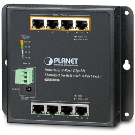 Planet WGS-804HPT netwerk-switch Managed Gigabit Ethernet (10/100/1000) Zwart Power over Ethernet (PoE)