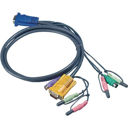 Aten - Aten 2L-5302P Kvm Kabel Vga Male / 2x Ps/2-connector / 2x 3.5 Mm Male - Sphd15-y / 2x Connector 3.5 Mm 1.8 M - Altijd Garantie