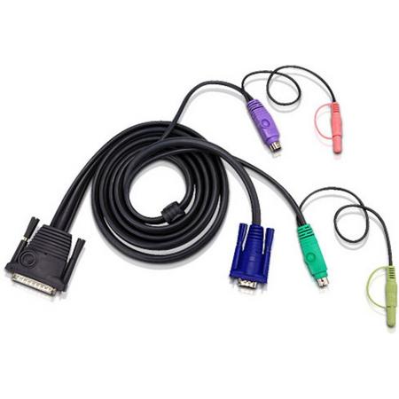 Aten 2L1701P 1.8m Zwart toetsenbord-video-muis (kvm) kabel