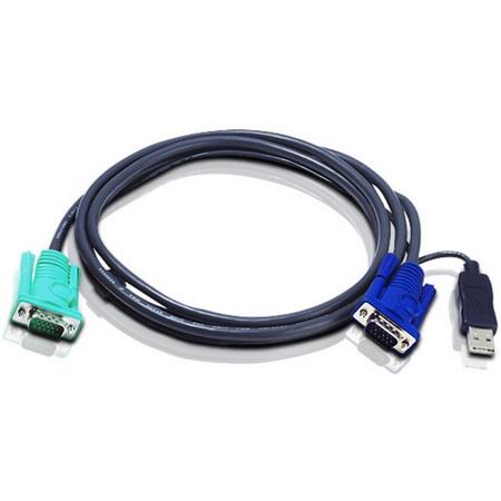 Aten 2L5201U toetsenbord-video-muis (kvm) kabel Zwart 1,2 m