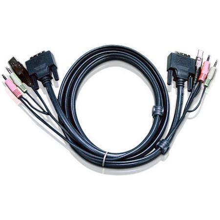 Aten 2L7D02UD toetsenbord-video-muis (kvm) kabel Zwart 1,8 m