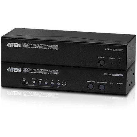 Aten CE775 audio/video extender AV transmitter & receiver Zwart