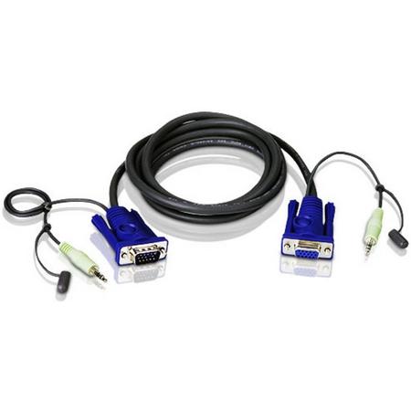 Aten VGA / Audio Cable toetsenbord-video-muis (kvm) kabel Zwart 1,8 m