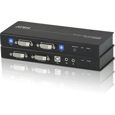 KVM Extender USB Dual View DVI KVM Extender with Audio and RS-232 (60m)