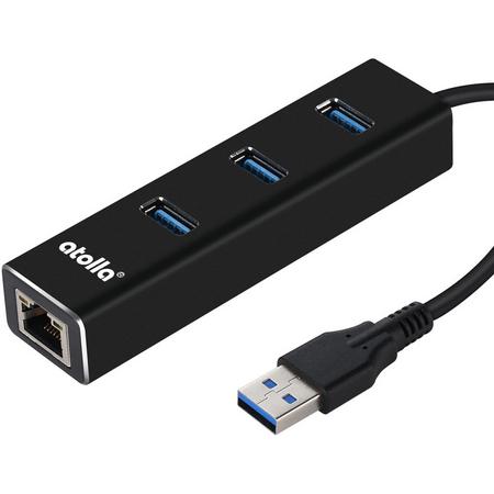 Atolla USB 3.0 to RJ45 Gigabit Ethernet Adapter LAN External Network Adapter with 3 Port USB 3.0 Hub