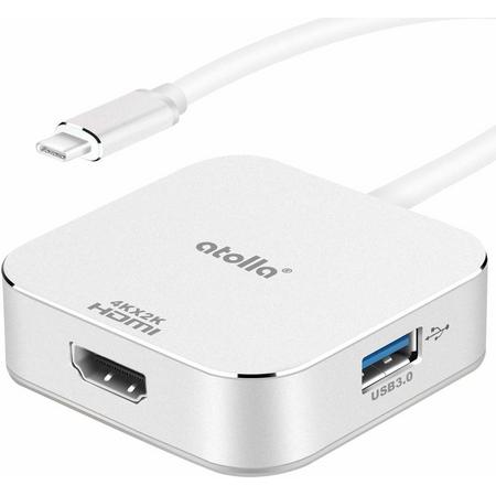 USB C HDMI Multiport Adapter - atolla C2 Type C Hub Dock with 4K HDMI Video, USB C with Power Delivery 2.0, 2 USB 3.0 Ports, for Apple Macbook 2015/2016...