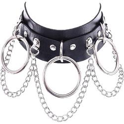 Attitude Holland Choker with Rings and Chain Zwart