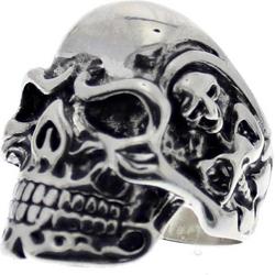 Attitude Holland Ring Skeleton Engraved Chunky Skull Zilverkleurig