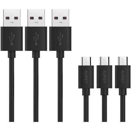 Aukey Micro USB kabel - 3 pack - lengte 120cm - Black
