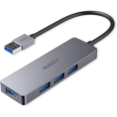 Aukey USB Hub met 4 USB 3.0 Poorten - grijs