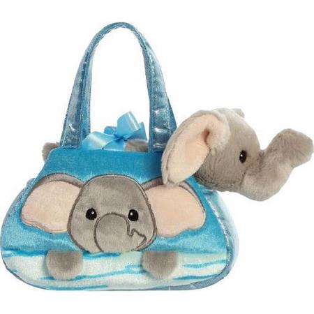Aurora Knuffelolifant In Tas Meisjes 20,5 Cm Pluche Blauw