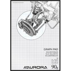 Aurora Millimeterpapier A4 Wit Houtvrij 210x297 mm - 90 g - 50 vellen - Blauw