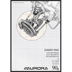 Aurora Millimeterpapier A4 Wit Houtvrij 210x297 mm - 90 g - 50 vellen - Bruin