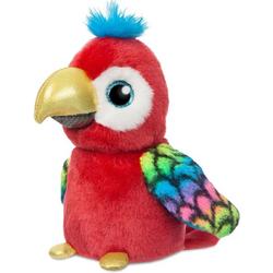 Pluche rode papegaai knuffel 18 cm - Papegaai vogels dieren knuffels - Speelgoed voor peuters/kinderen