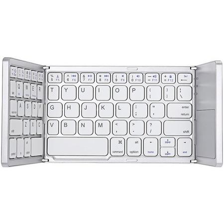 Universeel Draadloos Opvouwbaar Toetsenbord met Touchpad - Bluetooth Keyboard - Voor Tablet / (Windows) PC / Apple Mac - iPad - Samsung - iPhone - Macbook - iMac / Android - QWERTY - Opvouwbaar Makkelijk Mee Te Nemen - Wit