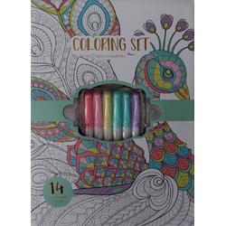 Avec - Kleurboek - met 6 Markers - 14 Verschillende kleurplaten