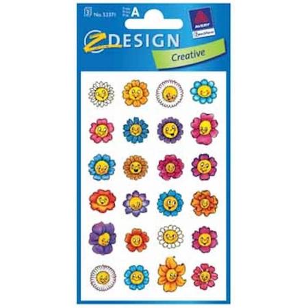AVERY Stickers Z-Design Creative bloemengezichtjes, 3 vel