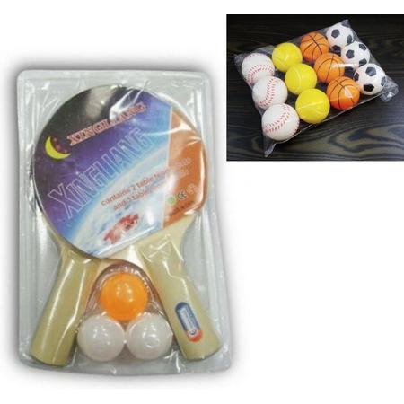 Thuis gamepakket, pinpong set met 3 ballen en 8 speelballen