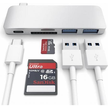 USB-C Hub van USB-C naar 2x USB 3 1x SD kaart 1x Micro SD kaart 1x USB-C