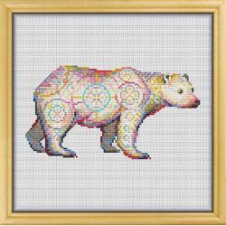 Borduurpakket MANDALA IJSBEER -Polar Bear - Awsome Patterns - telpatroon om zelf te borduren