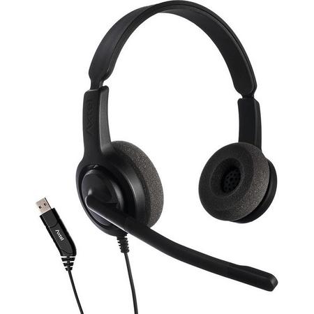 Axtel AXH-V28USBD hoofdtelefoon/headset Hoofdband USB Type-A Zwart