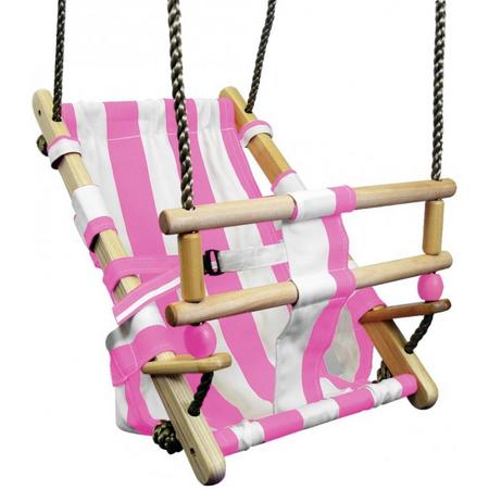 Babyschommel Beach Roze/Wit Premium met PP Touwen