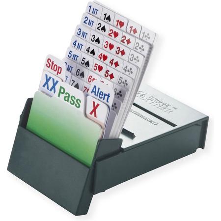 Biddingbox Bridge Partner - Set van 4 stuks - Bridge - Kaartspel - kleur groen - geplastificeerde kaarten